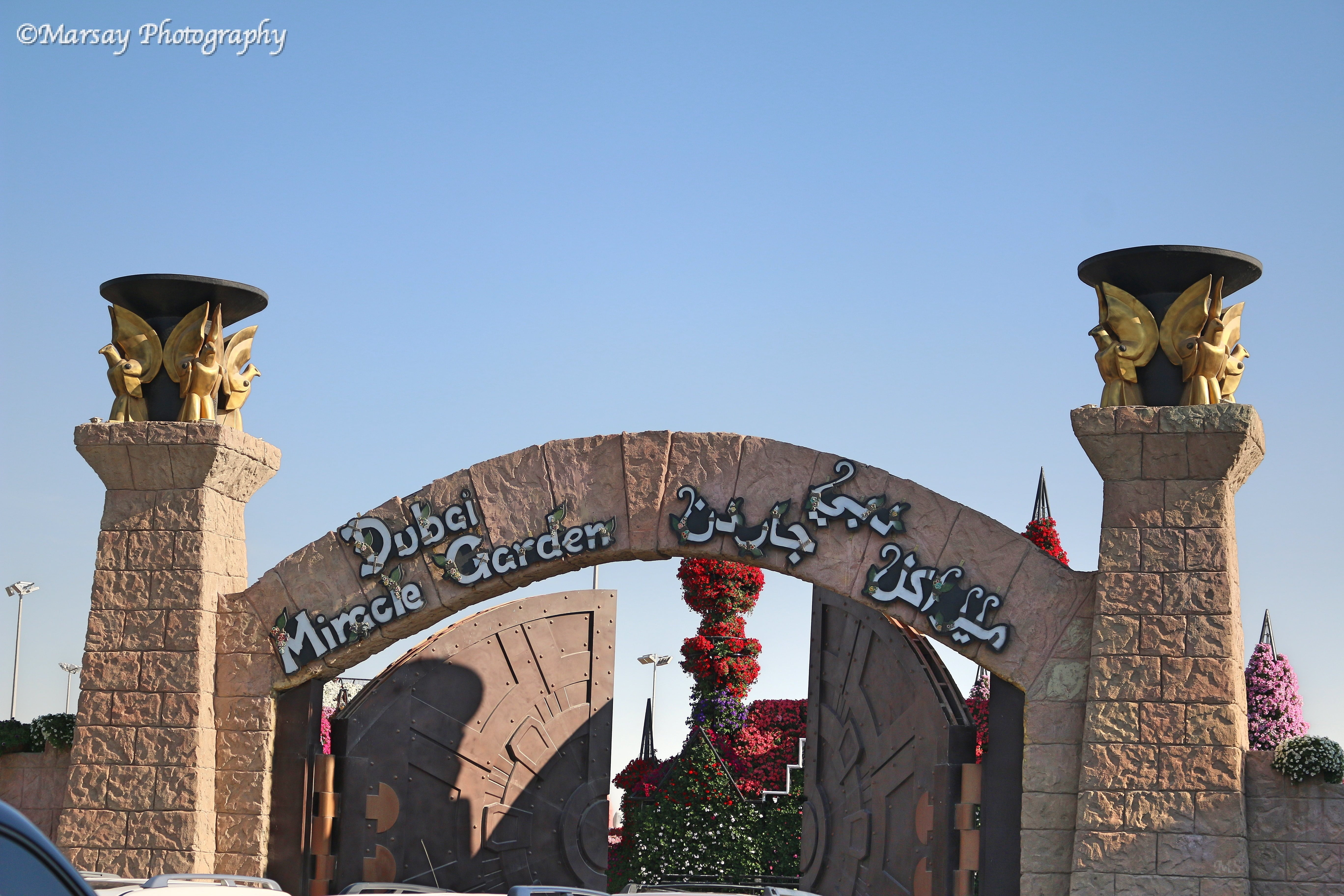 What Awaits behind those majestic Doors?? Entrance at the Dubai Miracle Garden.